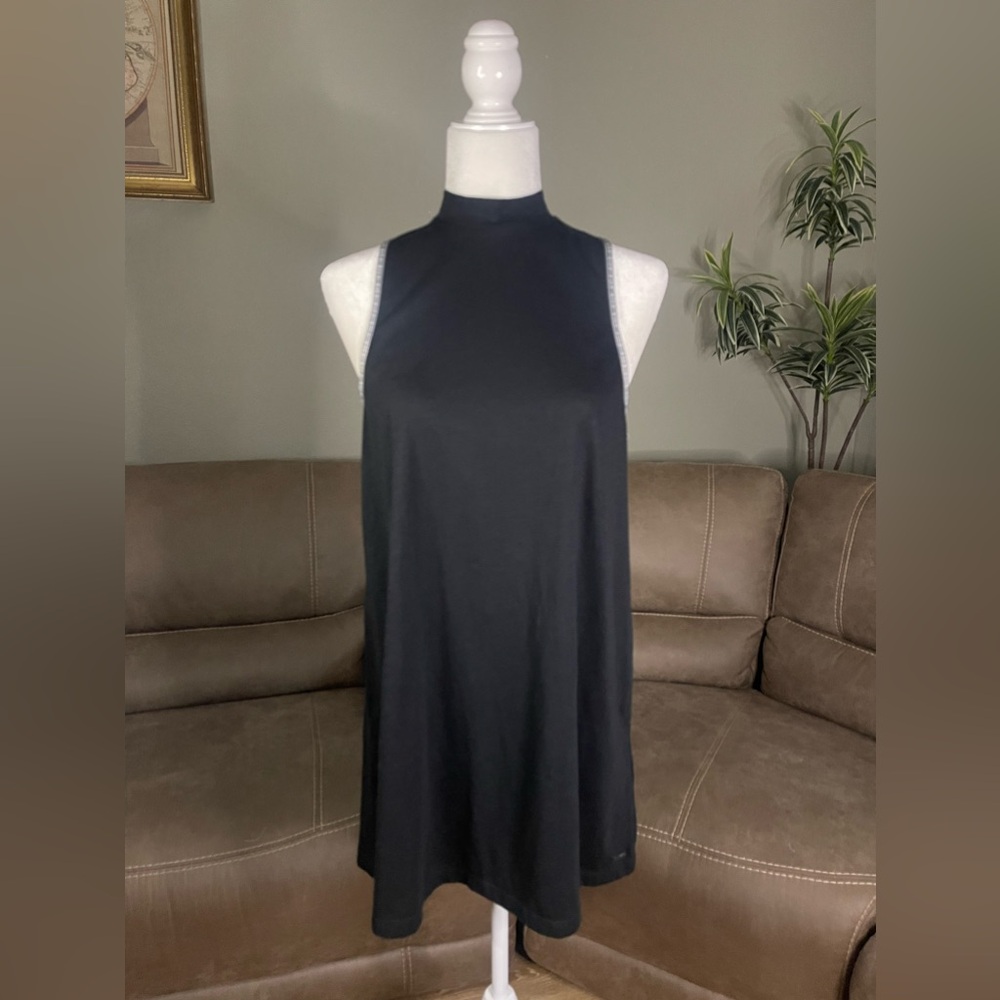 Roxy Black Mini Turtleneck Sleeveless Dress Sz XS Spring Summer Beach Party Fest